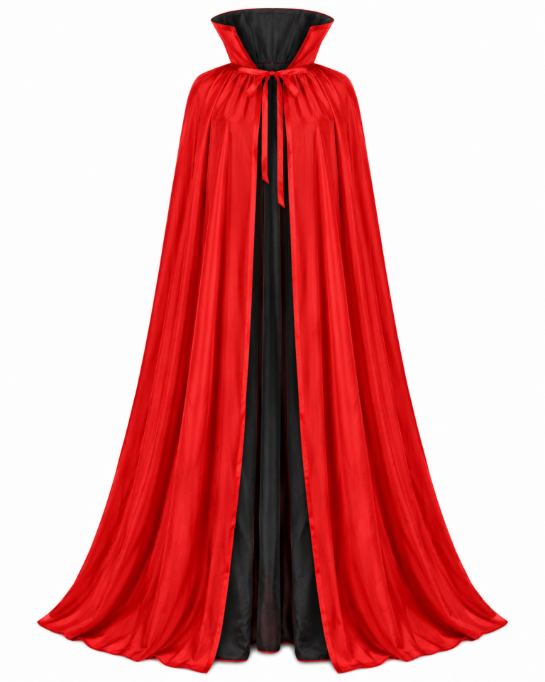 Parti Malzemesi 160 Cm Dik Yakalı Çift Taraflı Siyah Kırmızı Pelerin Halloween Vampir Dracula Kostüm Pelerini