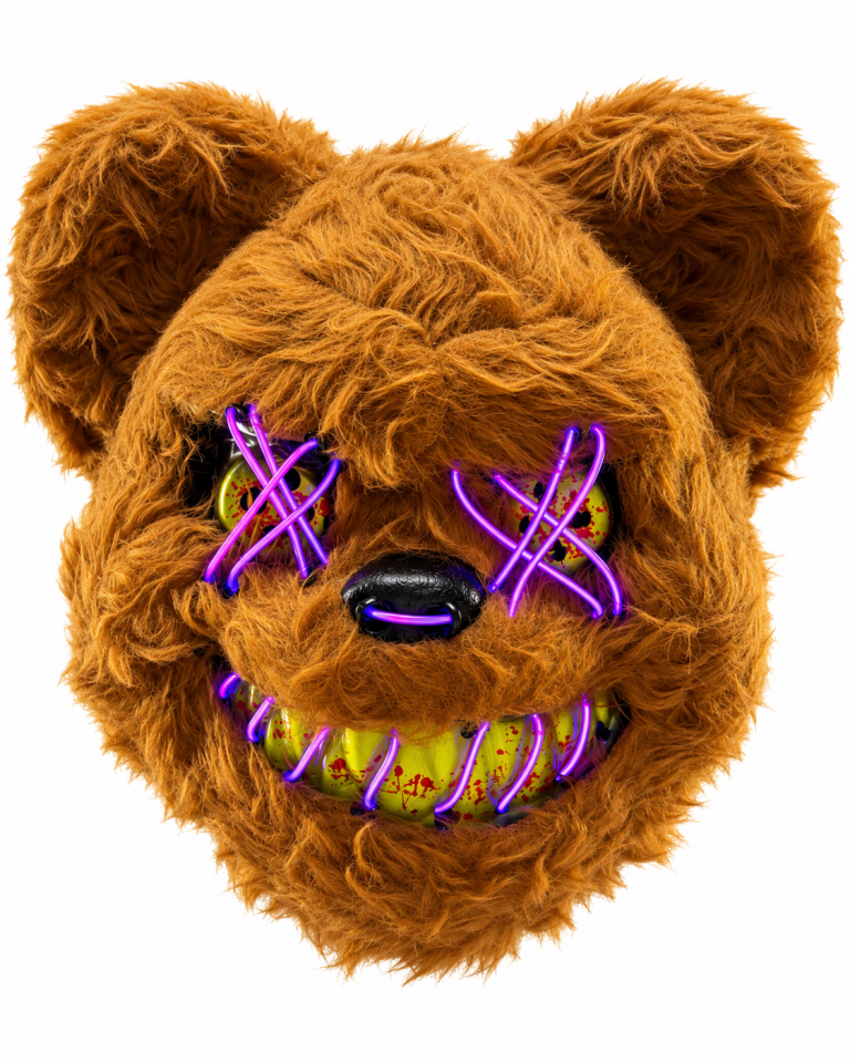 Parti Malzemeleri Işıklı Korkunç Ayı Maskesi 3 Modlu LED Halloween Maskesi Peluş Ayıcık Kostüm Parti Aksesuarı