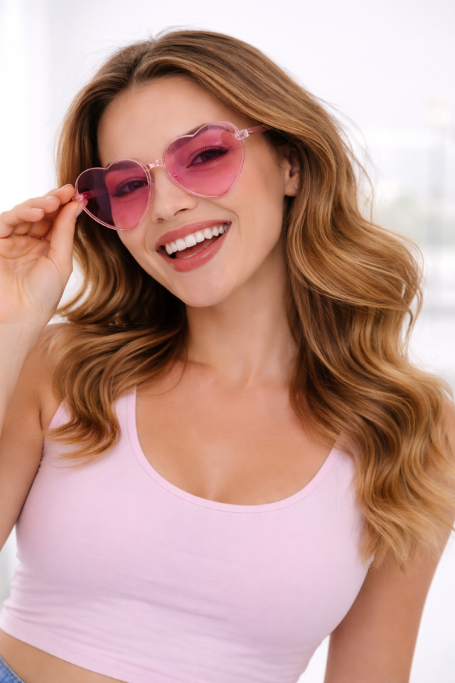 Kalp Şekilli Parti Gözlüğü – Renkli Camlı Eğlenceli Parti Gözlüğü Doğum Günü & Organizasyon Aksesuarı Pembe