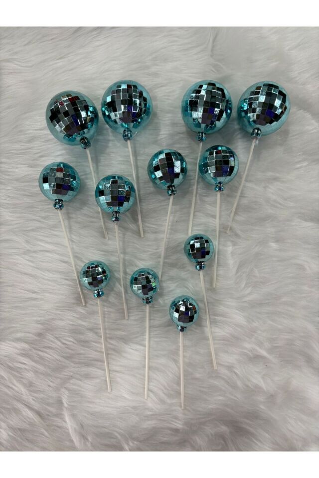 Aynalı Desen Pasta Süsleme Topu Mavi