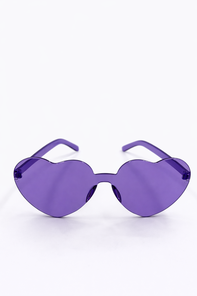 Kalp Şekilli Parti Gözlüğü – Renkli Camlı Eğlenceli Parti Gözlüğü Doğum Günü & Organizasyon Aksesuarı Mor