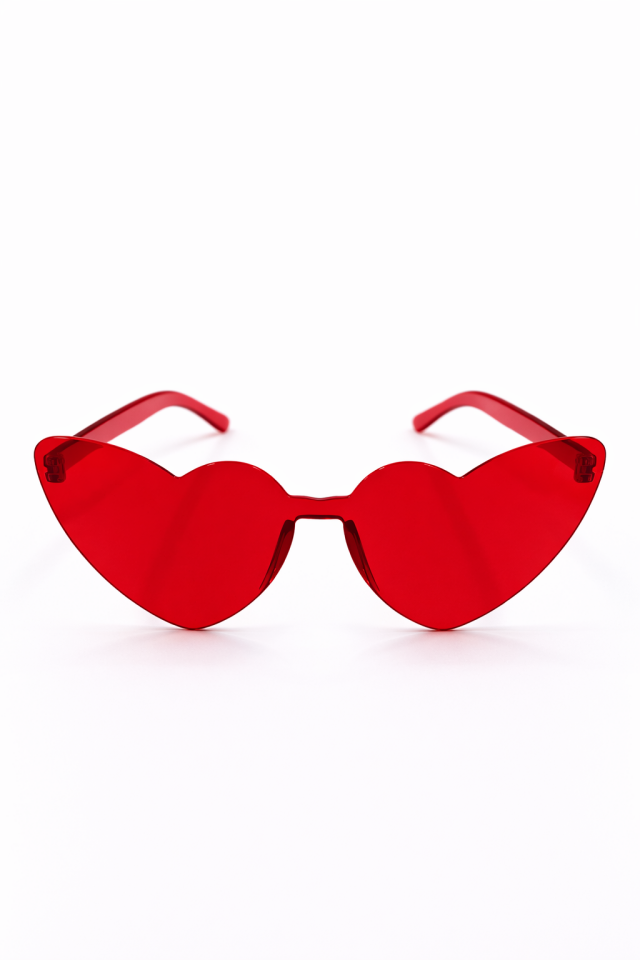 Kalp Şekilli Parti Gözlüğü – Renkli Camlı Eğlenceli Parti Gözlüğü Doğum Günü & Organizasyon Aksesuarı Kırmızı