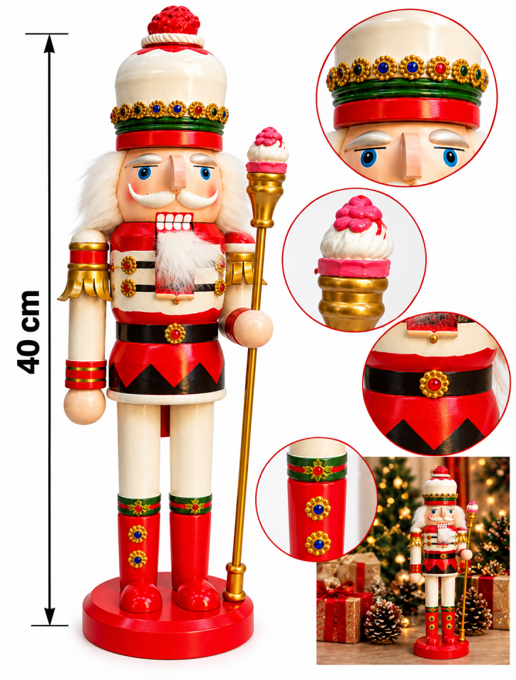 Parti Malzemesi 40 Cm Yılbaşı Fındıkkıran Asker Dekoru Kırmızı Beyaz – Asalı Ahşap Noel Süsü