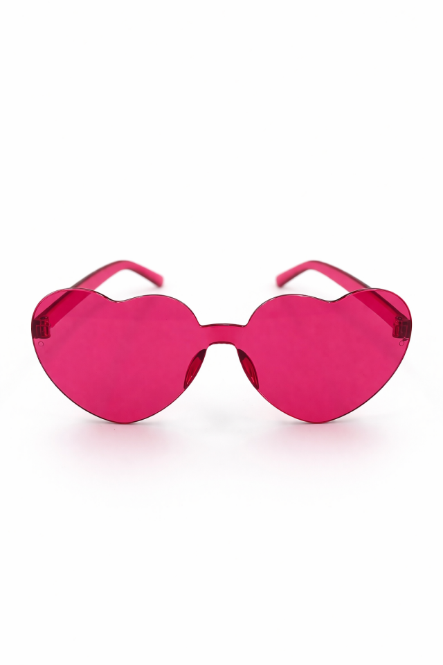 Kalp Şekilli Parti Gözlüğü – Renkli Camlı Eğlenceli Parti Gözlüğü Doğum Günü & Organizasyon Aksesuarı Fuşya