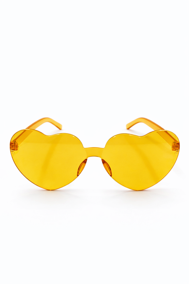 Kalp Şekilli Parti Gözlüğü – Renkli Camlı Eğlenceli Parti Gözlüğü Doğum Günü & Organizasyon Aksesuarı Açık Turuncu