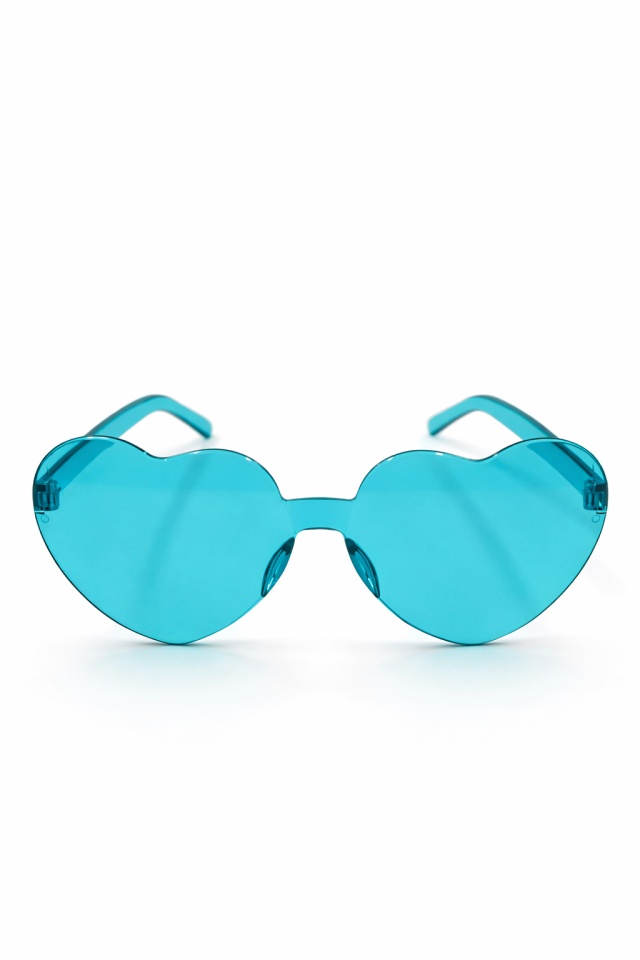 Kalp Şekilli Parti Gözlüğü – Renkli Camlı Eğlenceli Parti Gözlüğü Doğum Günü & Organizasyon Aksesuarı turkuaz