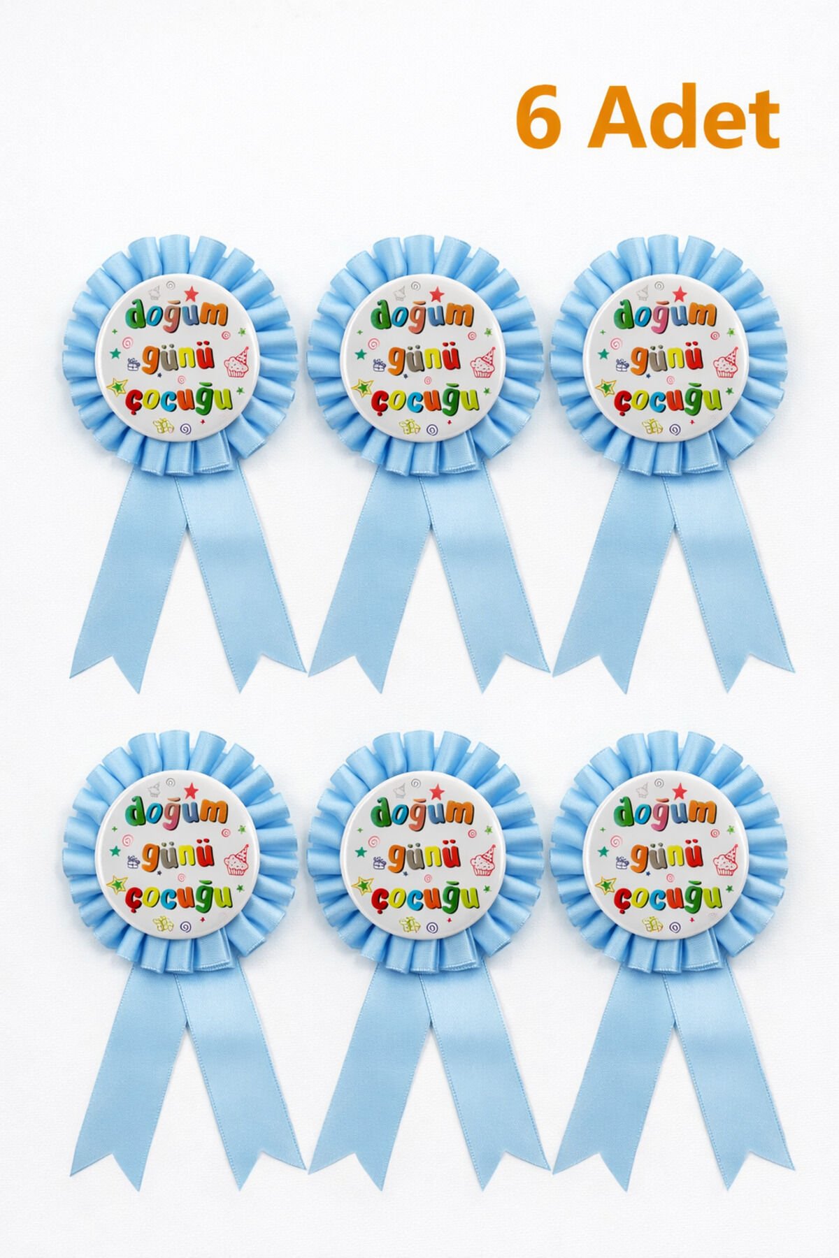 Doğum Günü Çocuğu Rozeti Erkek Çocuk Parti Arması Kurdeleli 6 ADET