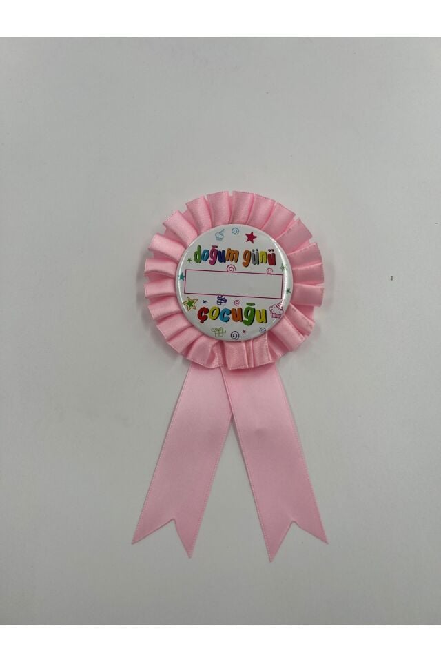 Parti Malzemesi  İsim Yazılabilir Doğum Günü Çocuğu Rozeti Pembe Kurdeleli Kız Parti Arması 6 ADET