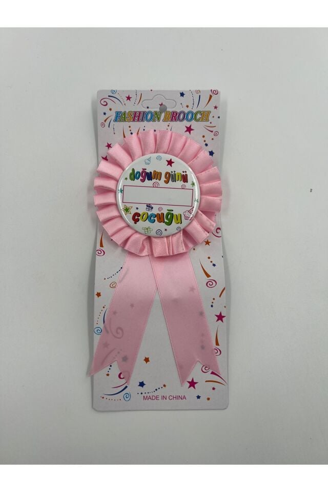 Parti Malzemesi  İsim Yazılabilir Doğum Günü Çocuğu Rozeti Pembe Kurdeleli Kız Parti Arması 6 ADET