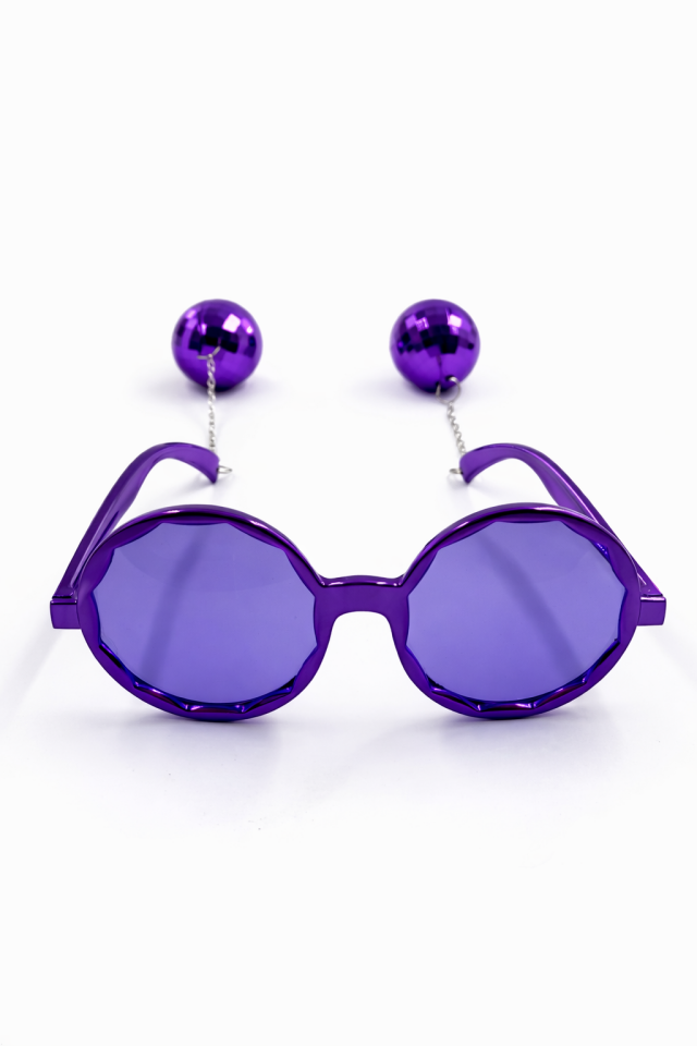Parti Gözlüğü Disko Toplu Camlı Eğlenceli Parti Gözlüğü Kostüm Aksesuar Mor