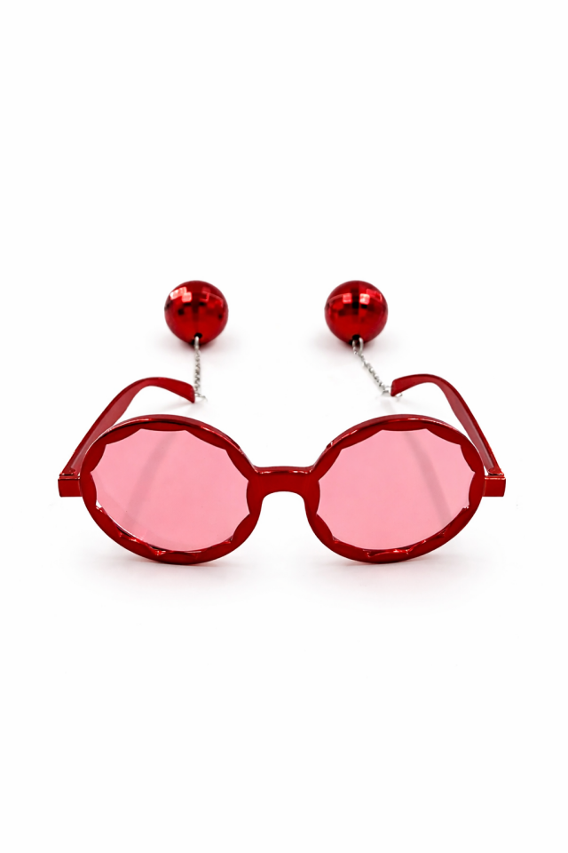 Parti Gözlüğü Disko Toplu Camlı Eğlenceli Parti Gözlüğü Kostüm Aksesuar Kırmızı