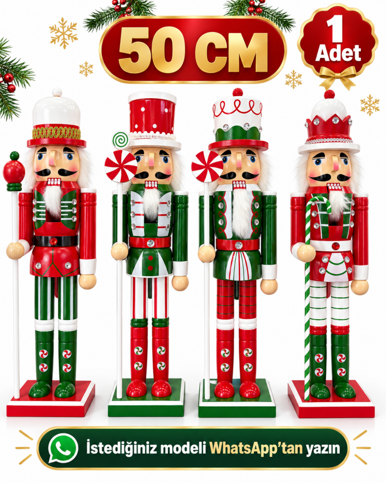 Parti Malzemeleri 50 cm Kurşun Asker Fındıkkıran Yılbaşı Süsü – Dekoratif Ahşap Noel Askeri Çam Ağacı Yanı Masa Üstü Dekor 1 Adet