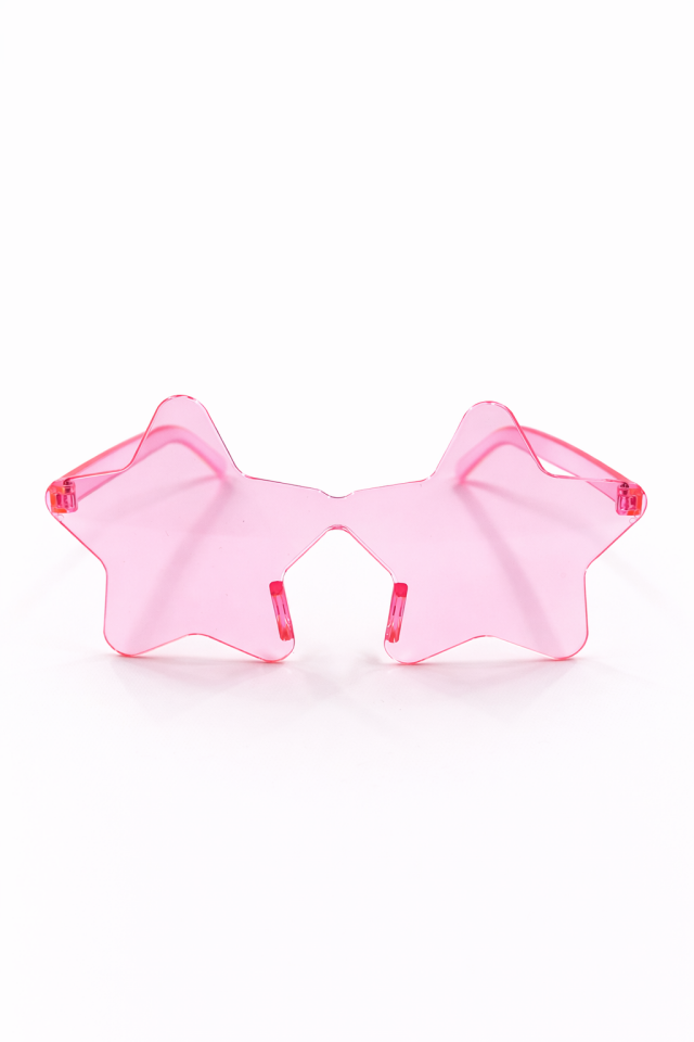 Yıldız Parti Gözlüğü Şeffaf Model Doğum Günü Bekarlığa Veda Eğlence Gözlüğü Pembe