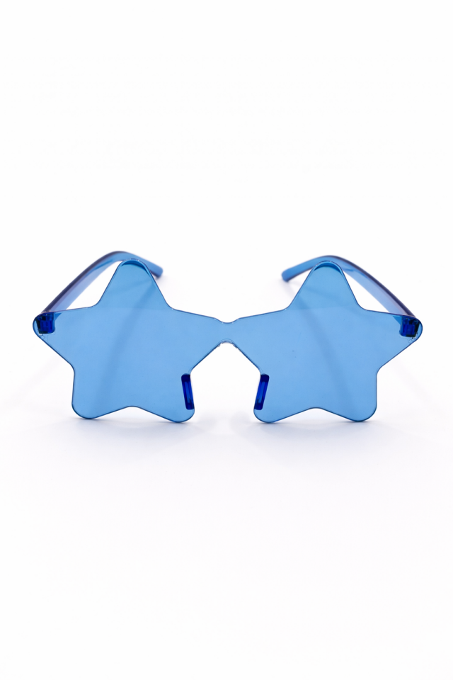 Yıldız Parti Gözlüğü Şeffaf Model Doğum Günü Bekarlığa Veda Eğlence Gözlüğü Mavi