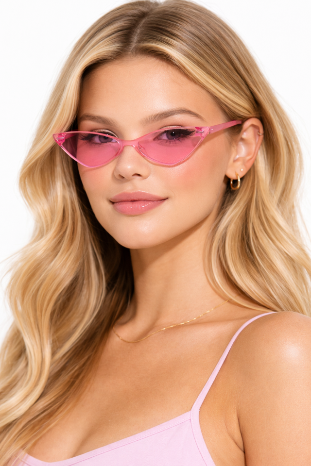Parti Malzemesi Şeffaf Parti Gözlüğü  Stil Retro Köşeli Gözlük Pembe