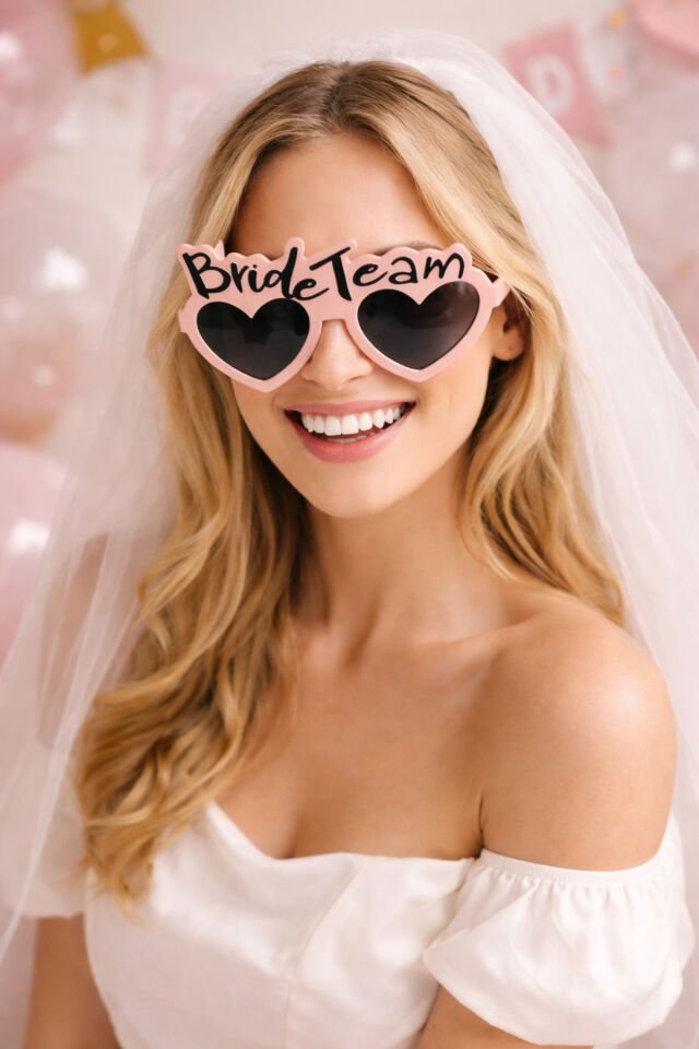Bride Team Kalp Şekilli Parti Gözlüğü – Bekarlığa Veda Bride Squad Eğlence Gözlüğü