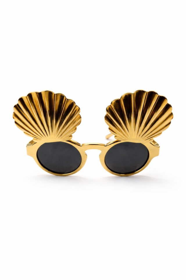 Deniz Kabuğu Parti Gözlüğü Gold – Deniz Temalı Plaj Partisi Eğlence Gözlüğü