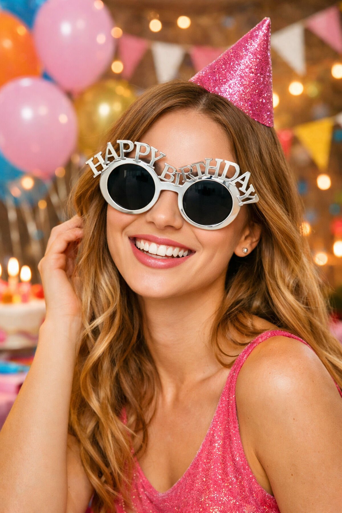 Parti Malzemesi  Happy Birthday Gümüş Parti Gözlüğü Doğum Günü Eğlence Gözlüğü