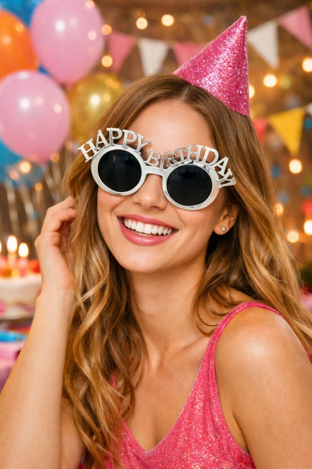 Parti Malzemesi  Happy Birthday Gümüş Parti Gözlüğü Doğum Günü Eğlence Gözlüğü