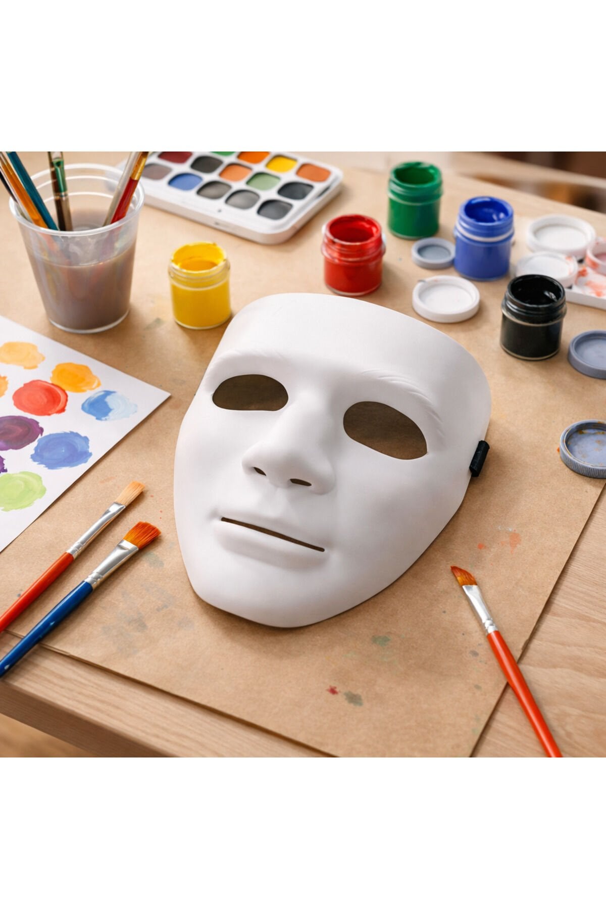 Boyanabilir Beyaz Tam Yüz Maske – Boyama Maskesi Parti Hobi Maske
