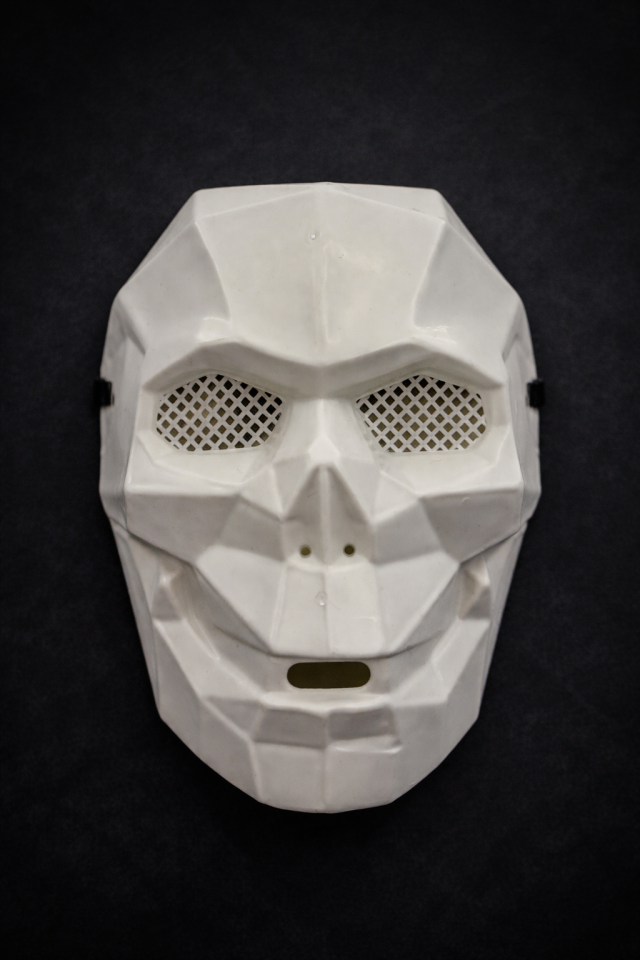 Beyaz Kuru Kafa Maske Yetişkin Parti Maskesi Cadılar Bayramı Geometrik Tasarım 25x17 cm