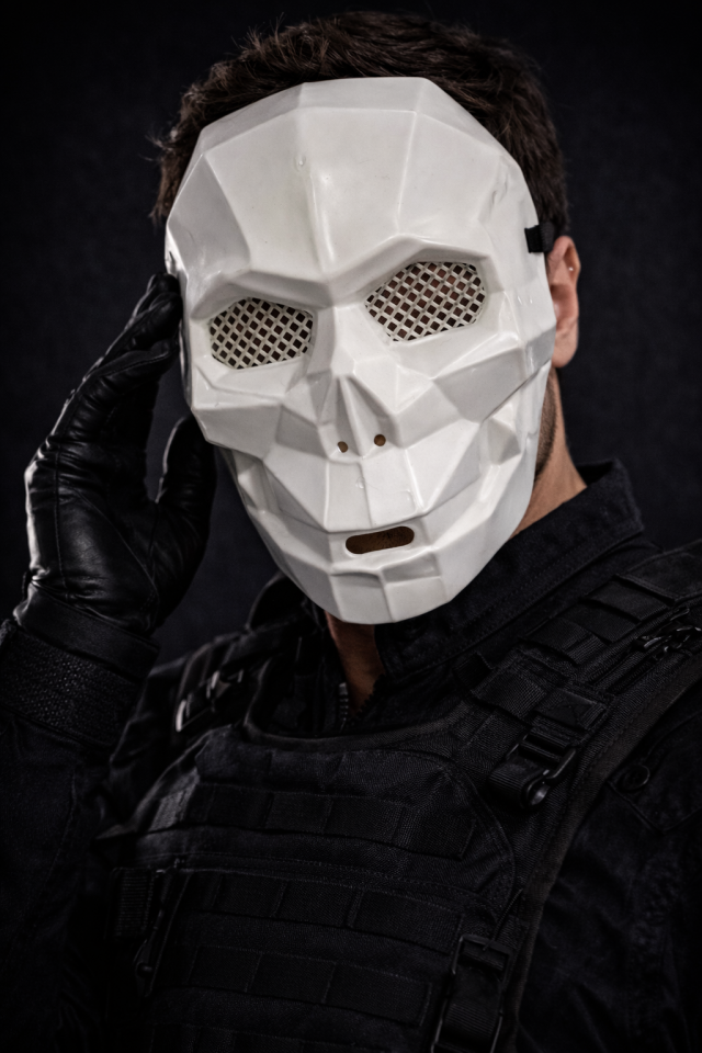 Parti Malzemesi Beyaz Kuru Kafa Maske Yetişkin Parti Maskesi Cadılar Bayramı Geometrik Tasarım 25x17 cm