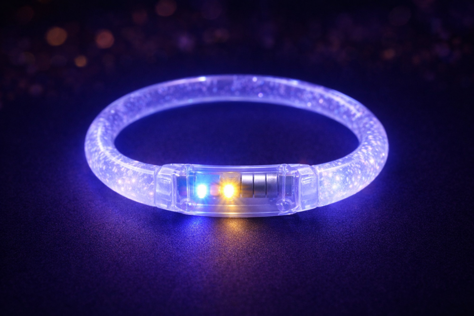 LED Işıklı Parti Bilekliği  Neon Glow Bileklik Eğlence Konser Festival Aksesuarı Beyaz