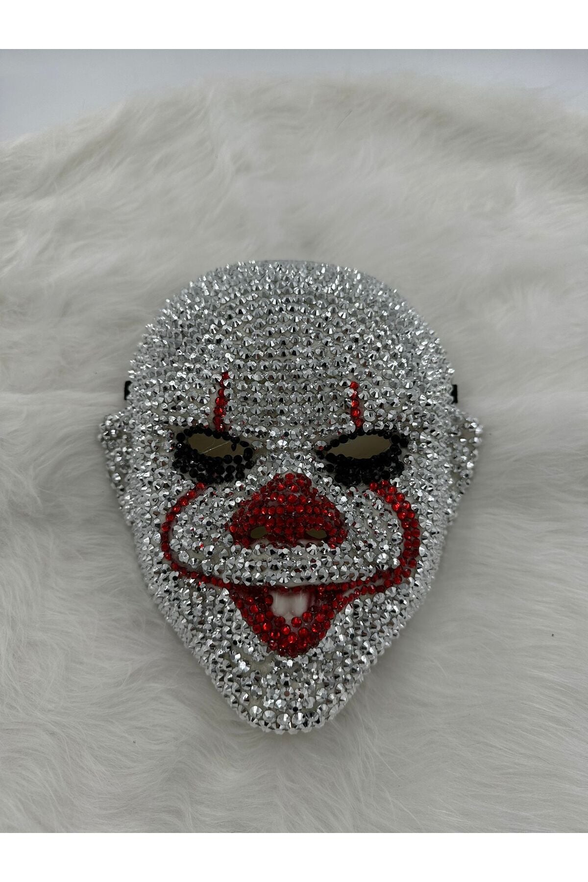 Taşlı Palyaço Korku Maskesi – Halloween Parti Maskesi Işıltılı Clown Maske