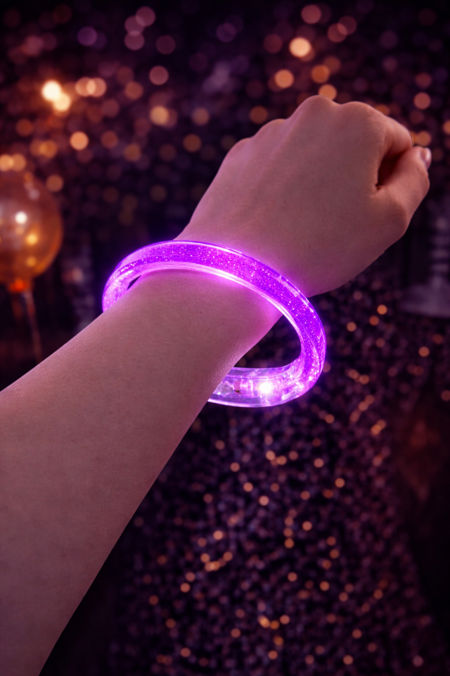Parti Malzemesi LED Işıklı Parti Bilekliği  Neon Glow Bileklik Eğlence Konser Festival Aksesuarı 1 adet Pembe