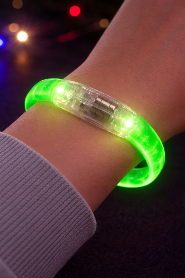 LED Işıklı Parti Bilekliği  Neon Glow Bileklik Eğlence Konser Festival Aksesuarı Yeşil