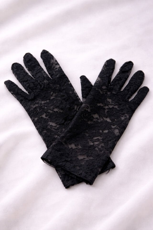 Parti Malzemesi Kadın Siyah Dantel Eldiven – Tül Transparan Abiye Nikah Parti Eldiveni