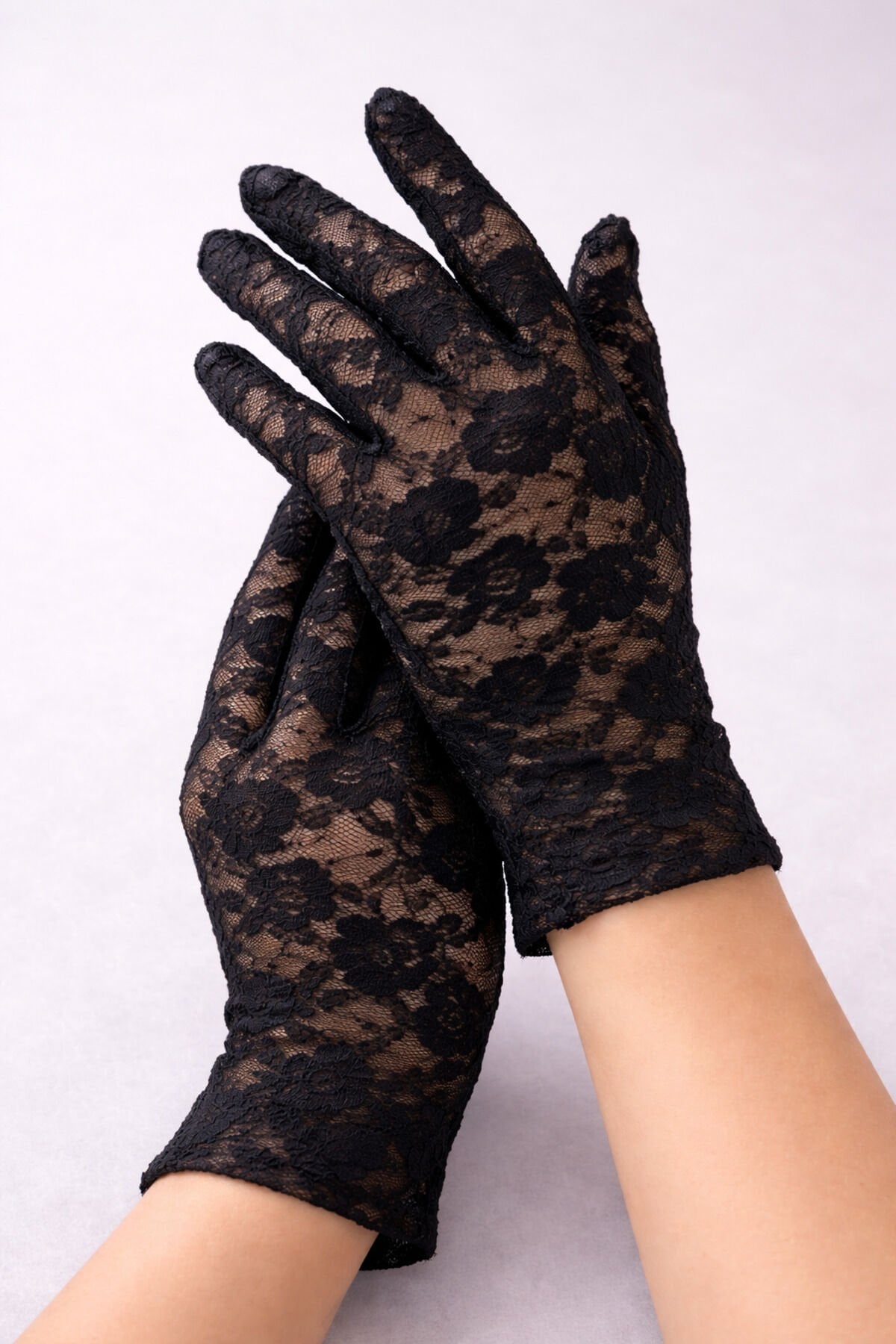 Parti Malzemesi Kadın Siyah Dantel Eldiven – Tül Transparan Abiye Nikah Parti Eldiveni