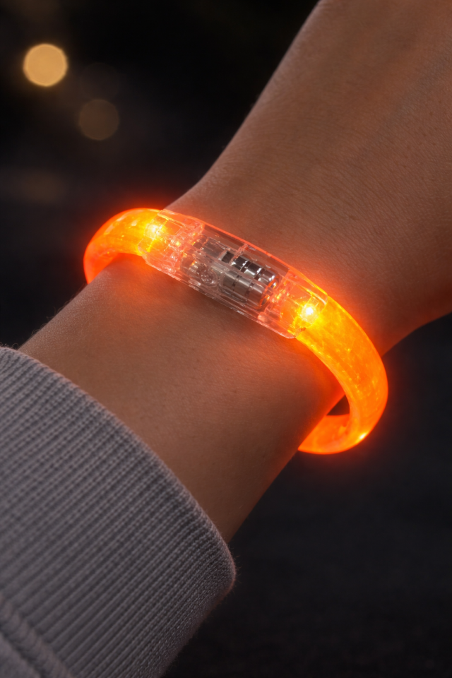 LED Işıklı Parti Bilekliği  Neon Glow Bileklik Eğlence Konser Festival Aksesuarı Turuncu