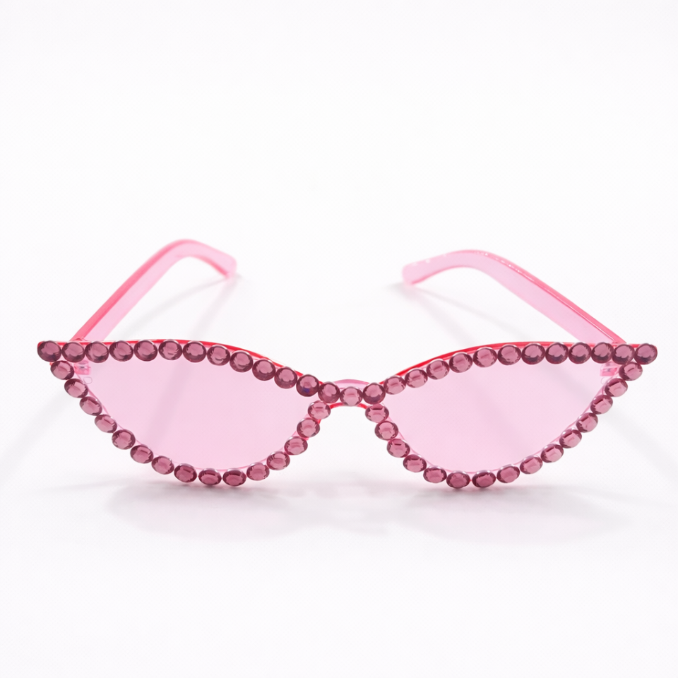 Taşlı Kedi Gözü Parti Gözlüğü Kadın Bekarlığa Veda Doğum Günü Aksesuarı Pudra