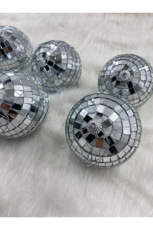 6 Adet 5 cm Mini Aynalı Disko Top Süsü – Yılbaşı Ağacı ve Parti Pasta Dekoru Aynalı Top Seti