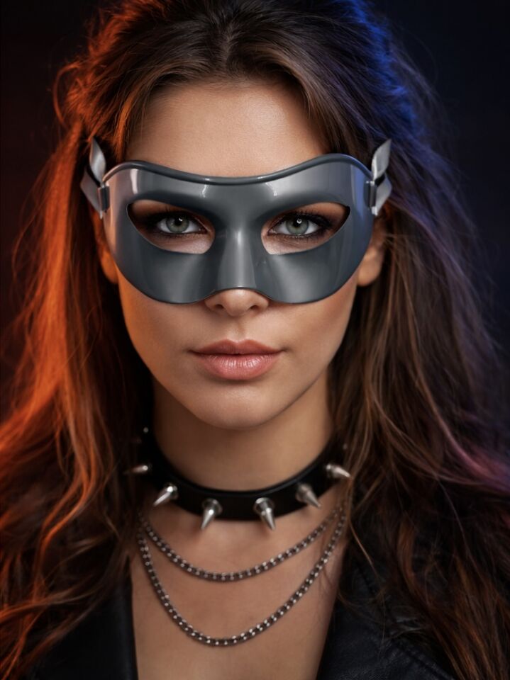 Maske Yetişkin Parti Maskesi Arkası İpli Balo Halloween Maske Gri