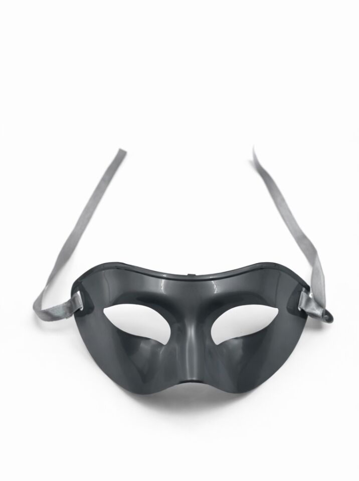 Maske Yetişkin Parti Maskesi Arkası İpli Balo Halloween Maske Gri