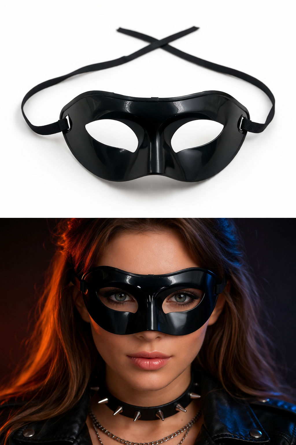 Parti Malzemesi  Maske Yetişkin Parti Maskesi Arkası İpli Balo Halloween Plastik Maske Siyah
