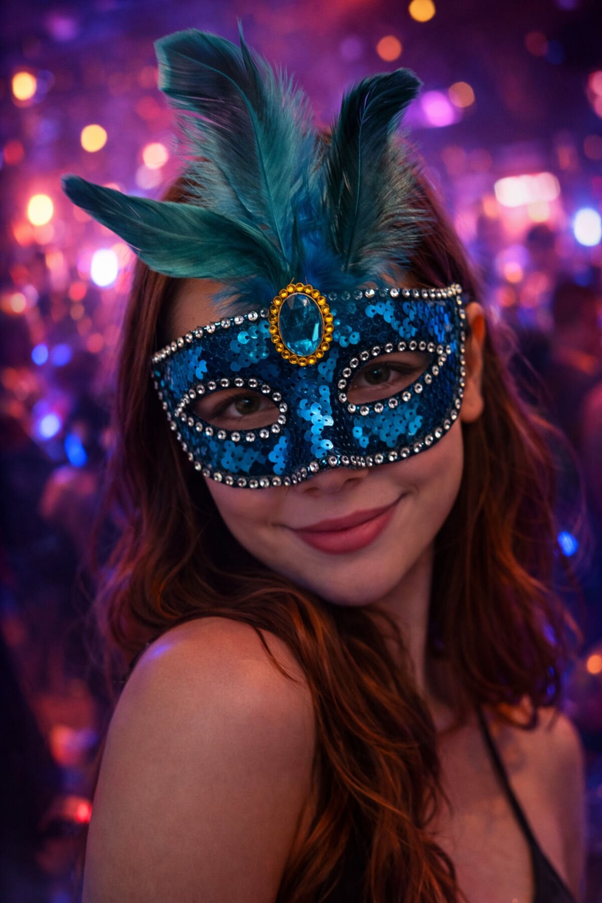 PULLU TÜYLÜ MAVİ MASKE