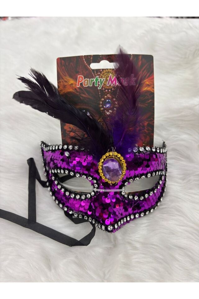 Parti Malzemesi PULLU TÜYLÜ FUŞYA HALLOWEN CADILAR BAYRAMI PARTİ MASKE