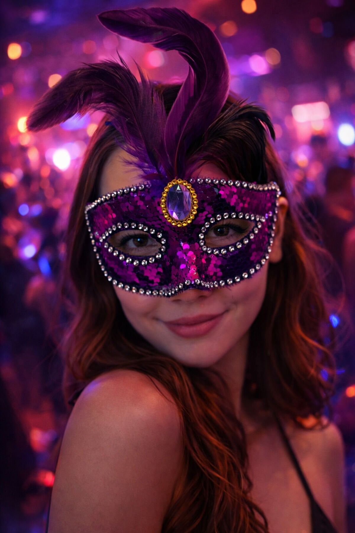 Parti Malzemesi PULLU TÜYLÜ FUŞYA HALLOWEN CADILAR BAYRAMI PARTİ MASKE