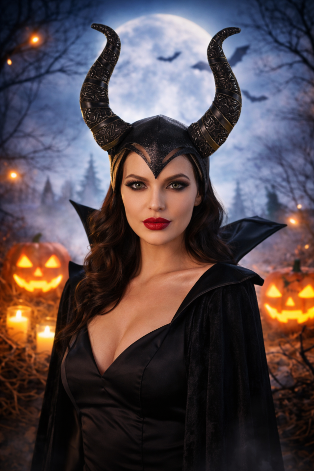 Malefiz Taç Siyah Boynuzlu Taç Cadı Tacı Halloween Kostüm Aksesuarı