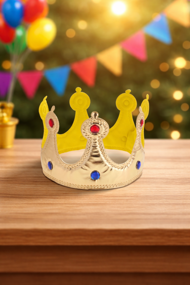 Parti Malzemesi Kral Tacı Altın Renk Taşlı Parti Tacı Doğum Günü Kostüm Taç Aksesuar