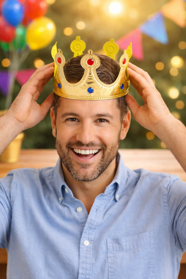 Kral Tacı Altın Renk Taşlı Parti Tacı Doğum Günü Kostüm Taç Aksesuar