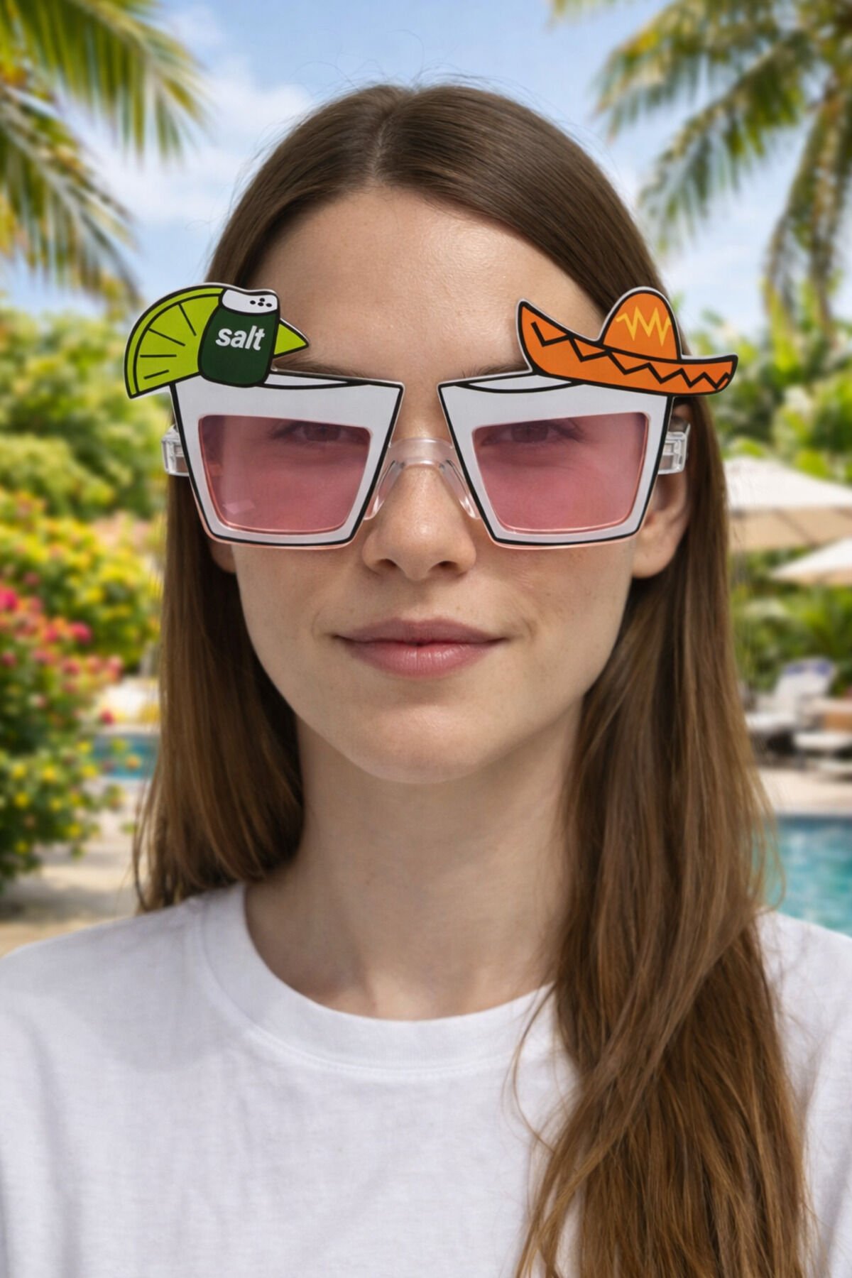 Tekila Shot Bardak Tasarımlı Parti Gözlüğü Pudra Camlı – Sombrero ve Lime Detaylı Parti Gözlüğü