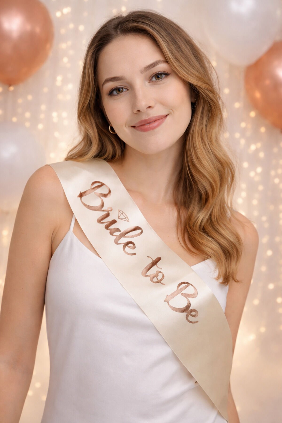 Krem Saten “bride To Be” Yazılı Bekarlığa Veda Kuşak (rose Gold)