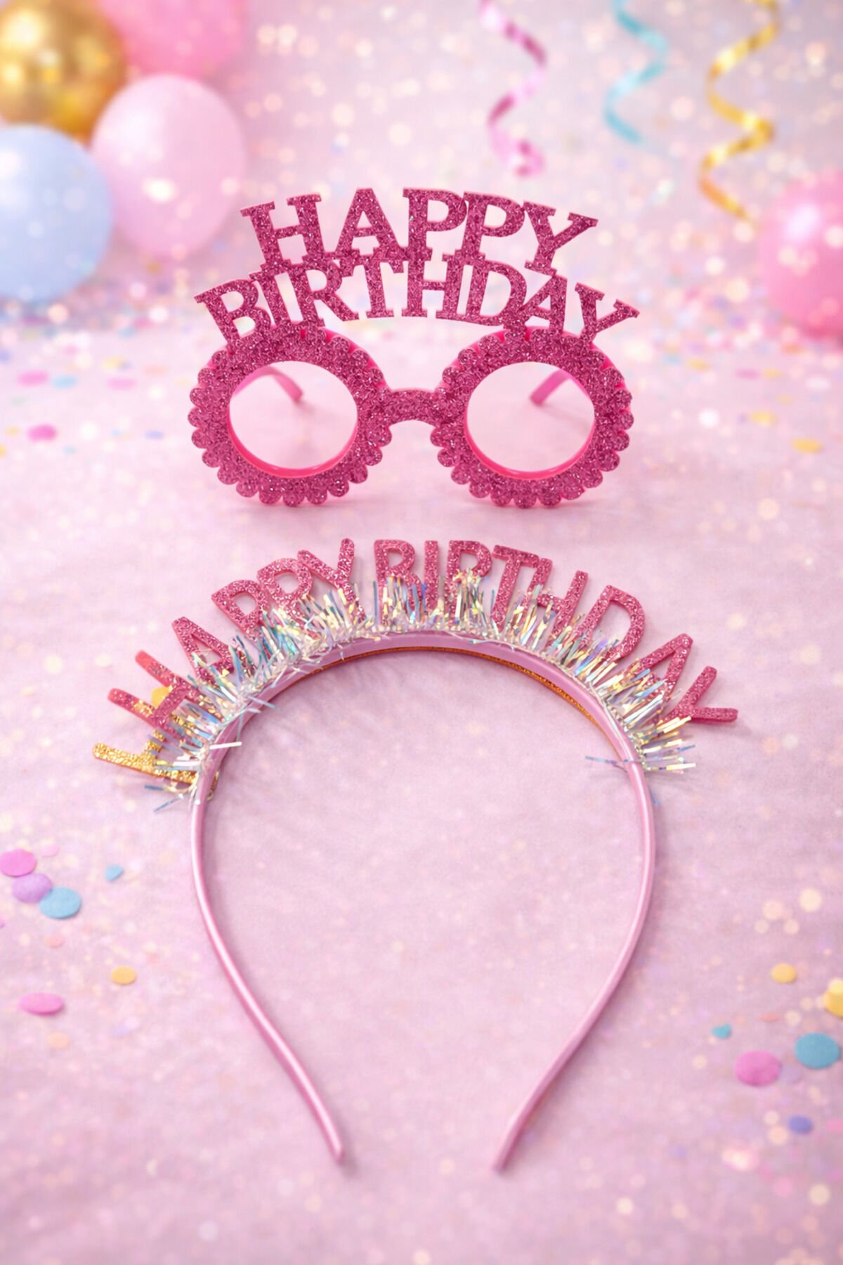 Parti Malzemesi Happy Birthday Parti Seti Taç ve Camsız Parti Gözlüğü Doğum Günü Aksesuarı