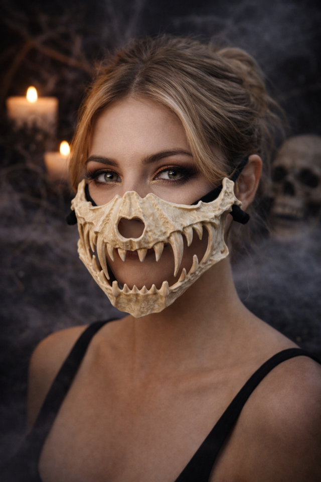 Parti Malzemesi Halloween Korku Maskesi Dişli Canavar Ağız Maskesi Cosplay Parti Maskesi 17 cm PP-682