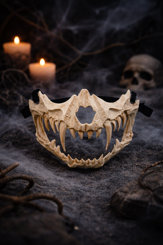 Halloween Korku Maskesi Dişli Canavar Ağız Maskesi Cosplay Parti Maskesi 17 cm PP-682