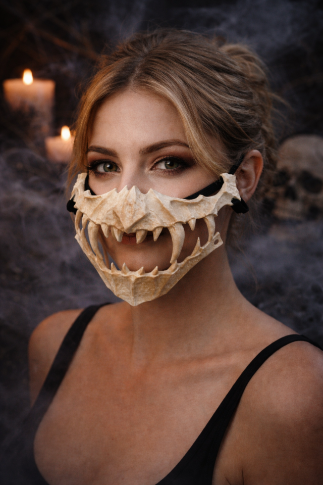 Parti Malzemesi Halloween Korku Maskesi Dişli Canavar Ağız Maskesi Cosplay Parti Maskesi 17 cm